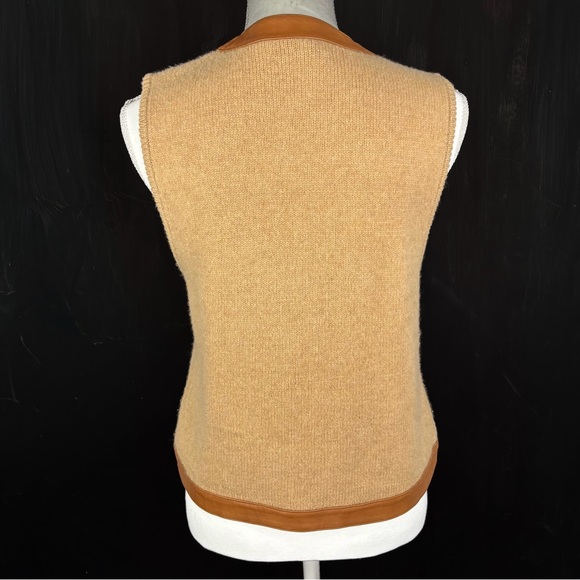 Lauren Ralph Lauren Women M Button Sweater Vest Wool Cashmere Leather Old Money - Picture 4 of 9